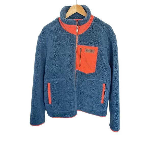 PENDELTON Winthrop Berber Fleece Jacket Storm Blue Orange Men's Size L - Picture 2 of 14